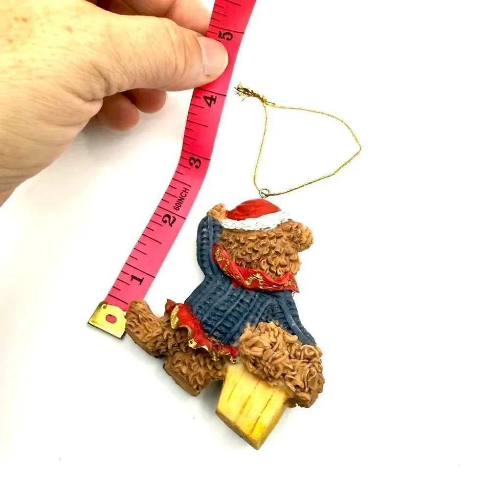 Holiday Bear Ornament Resin Unmarked